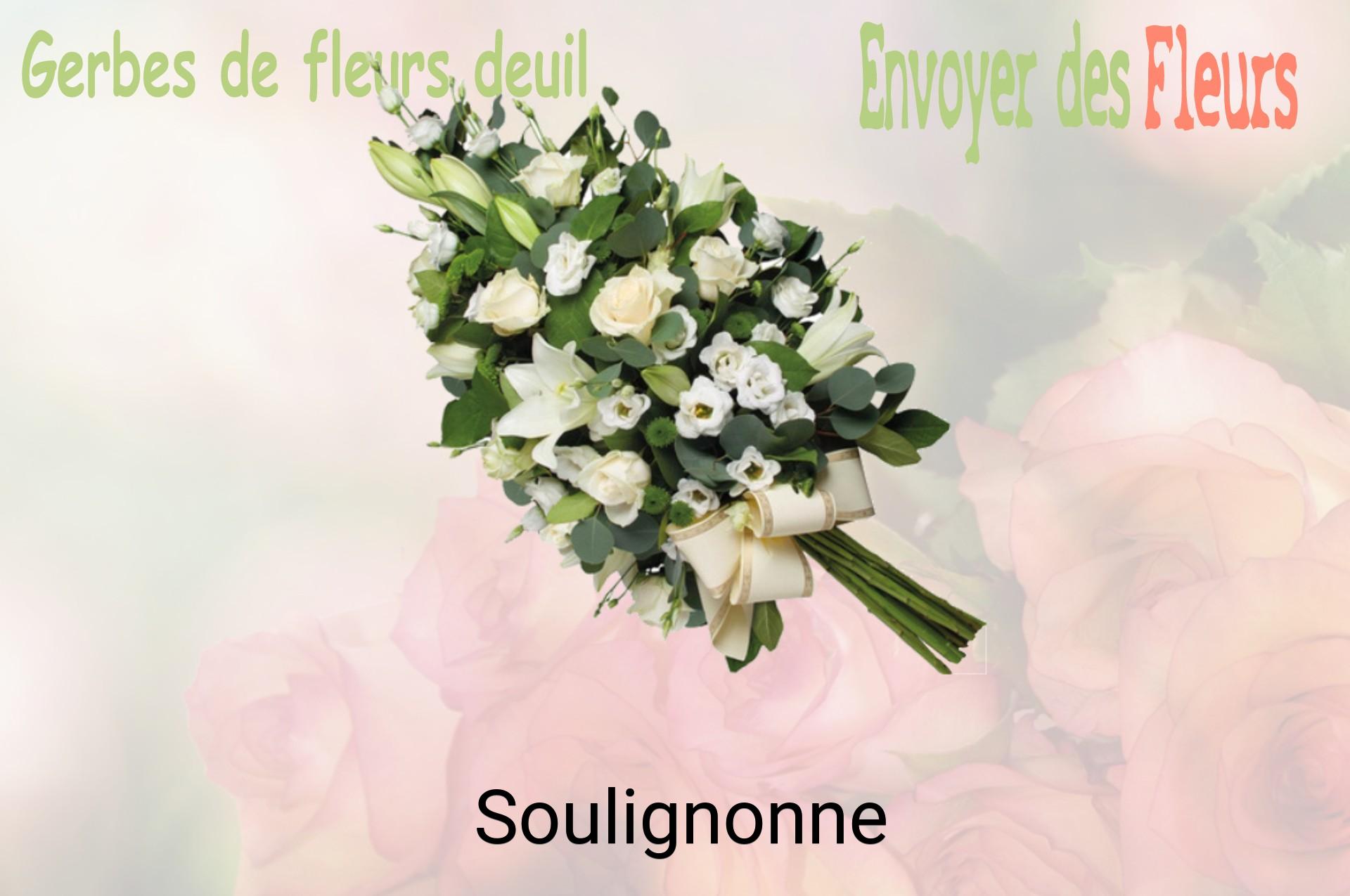 Gerbe de fleurs de deuil livrée à Soulignonne